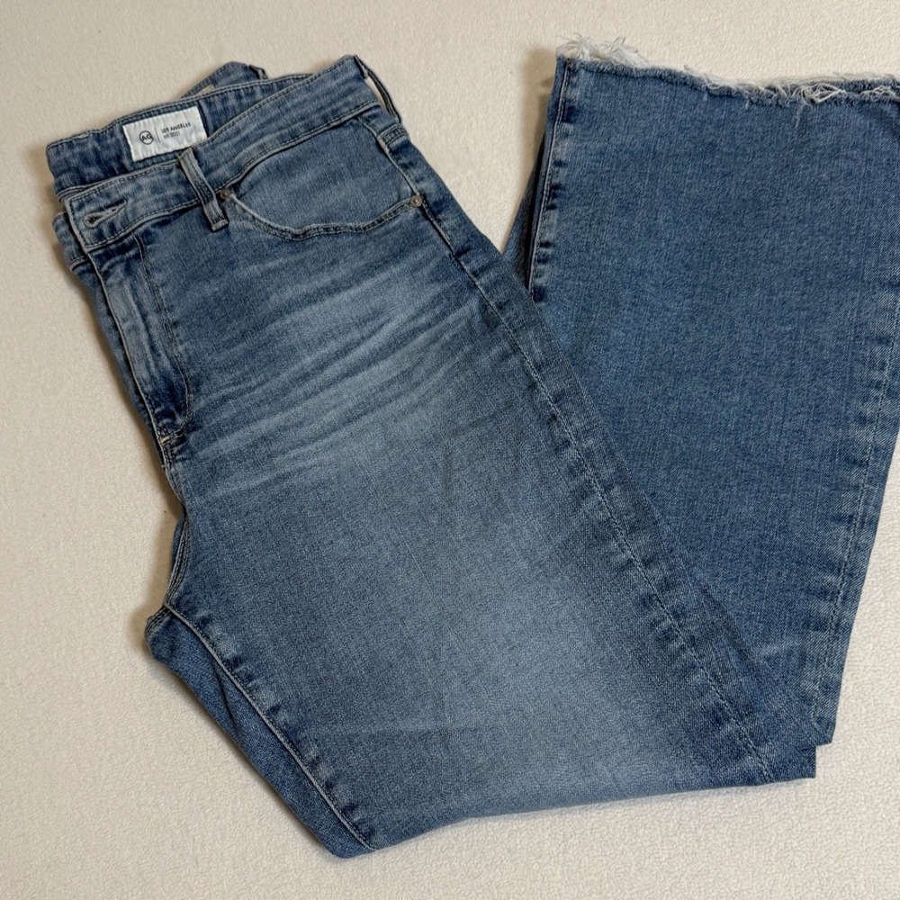 AG Los Angeles Farrah‎ Boot Crop Jeans Womens Size 32 High Rise Frayed Hem Denim